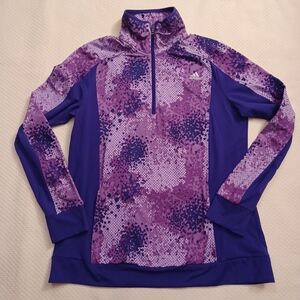 Adidas Purple Patterned ClimaWarm Quarter Zip Pullover Women's Size XL